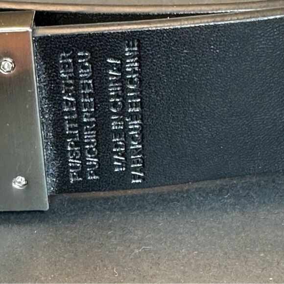 Black And Silver Split Leather Belt - Picture 3 of 4